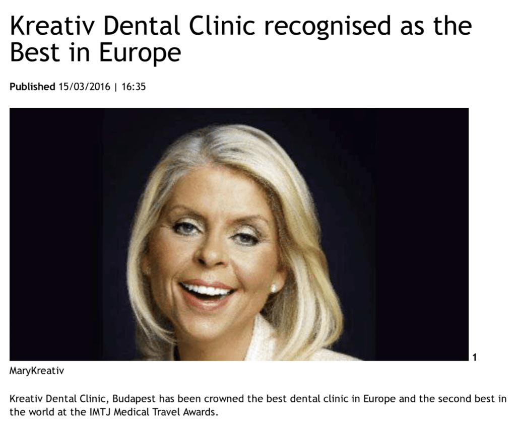 Independent.ie reports Kreativ Dental's win at the International Medical Travel Awards